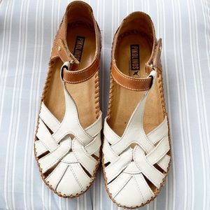 Pikolinos Puerto Vallarta Leather Wedge Sandals Hand Sewn Size 37